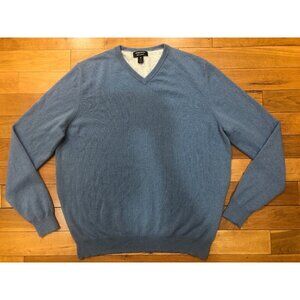 Nordstrom 100% Cashmere V--Neck Blue Sweater Size 2XL